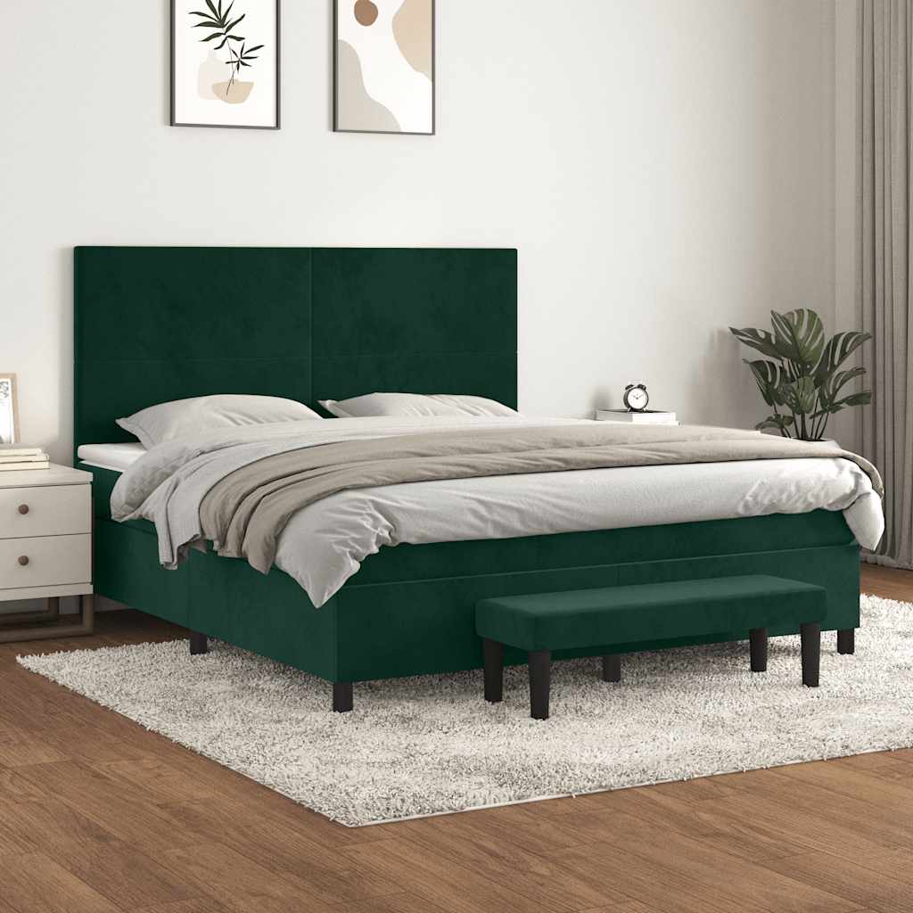 Boxspringbett mit Matratze Dunkelgrün 180x200 cm Samt