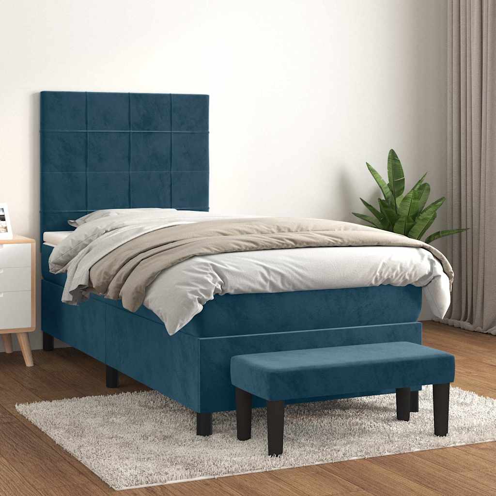 Boxspringbett mit Matratze Dunkelblau 100x200 cm Samt
