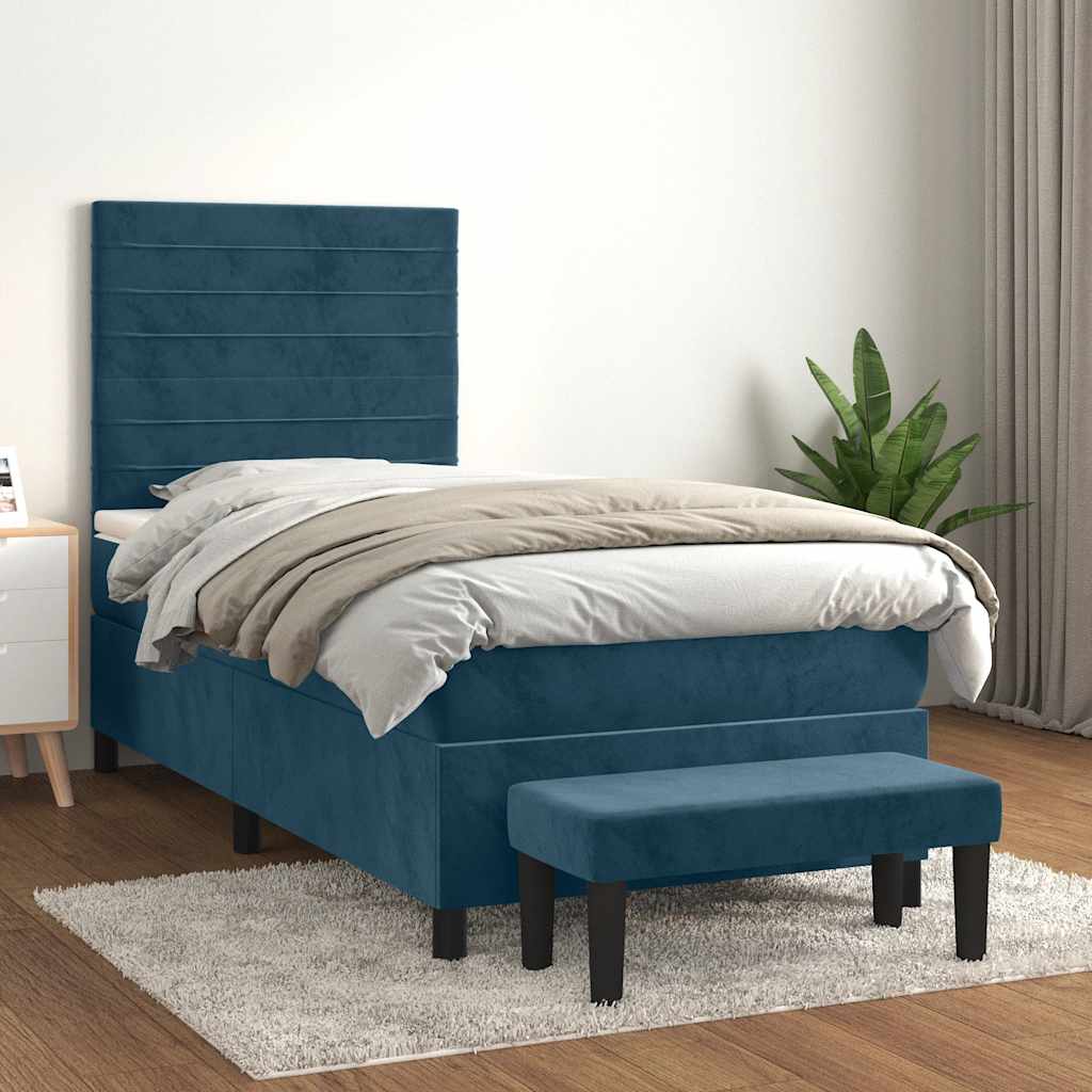 Boxspringbett mit Matratze Dunkelblau 80x200 cm Samt