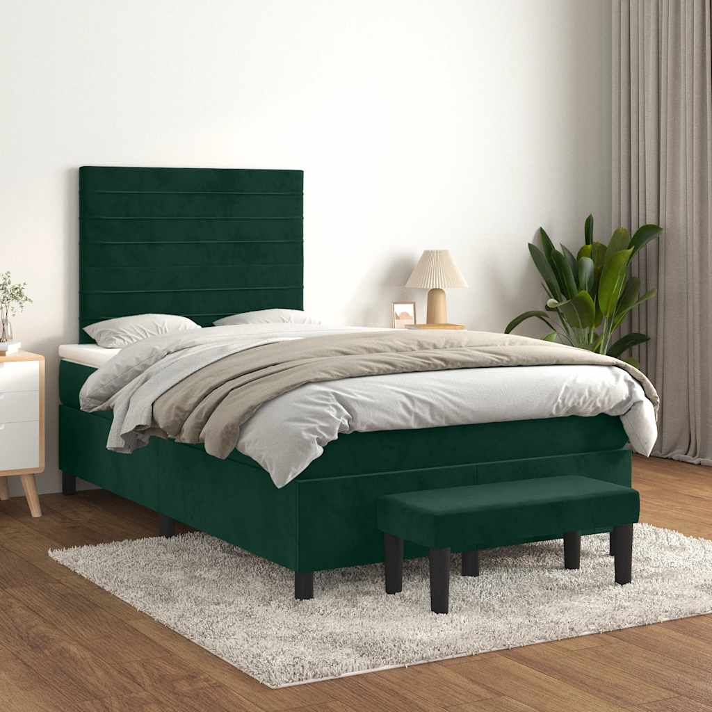 Boxspringbett mit Matratze Dunkelgrün 120x200 cm Samt