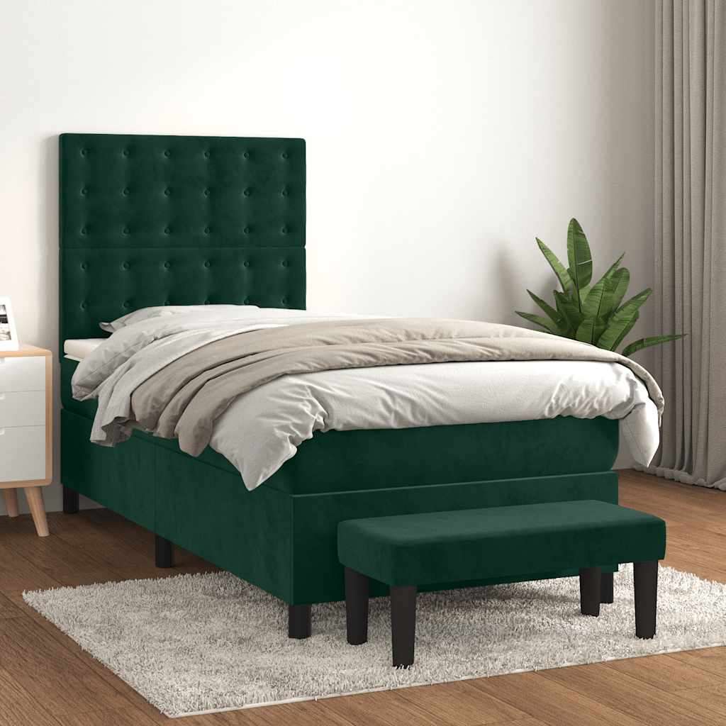 Boxspringbett mit Matratze Dunkelgrün 80x200 cm Samt