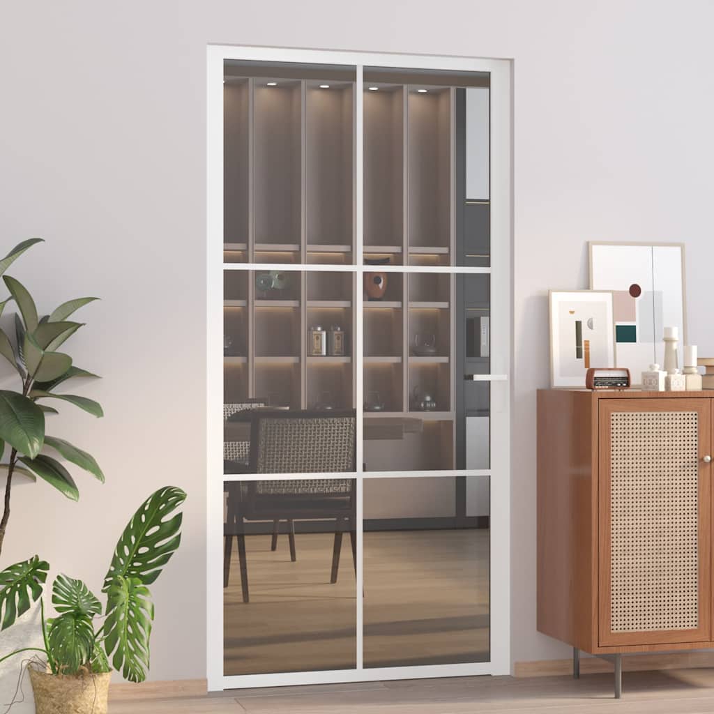 Innentür 102,5x201,5 cm Weiß ESG-Glas und Aluminium