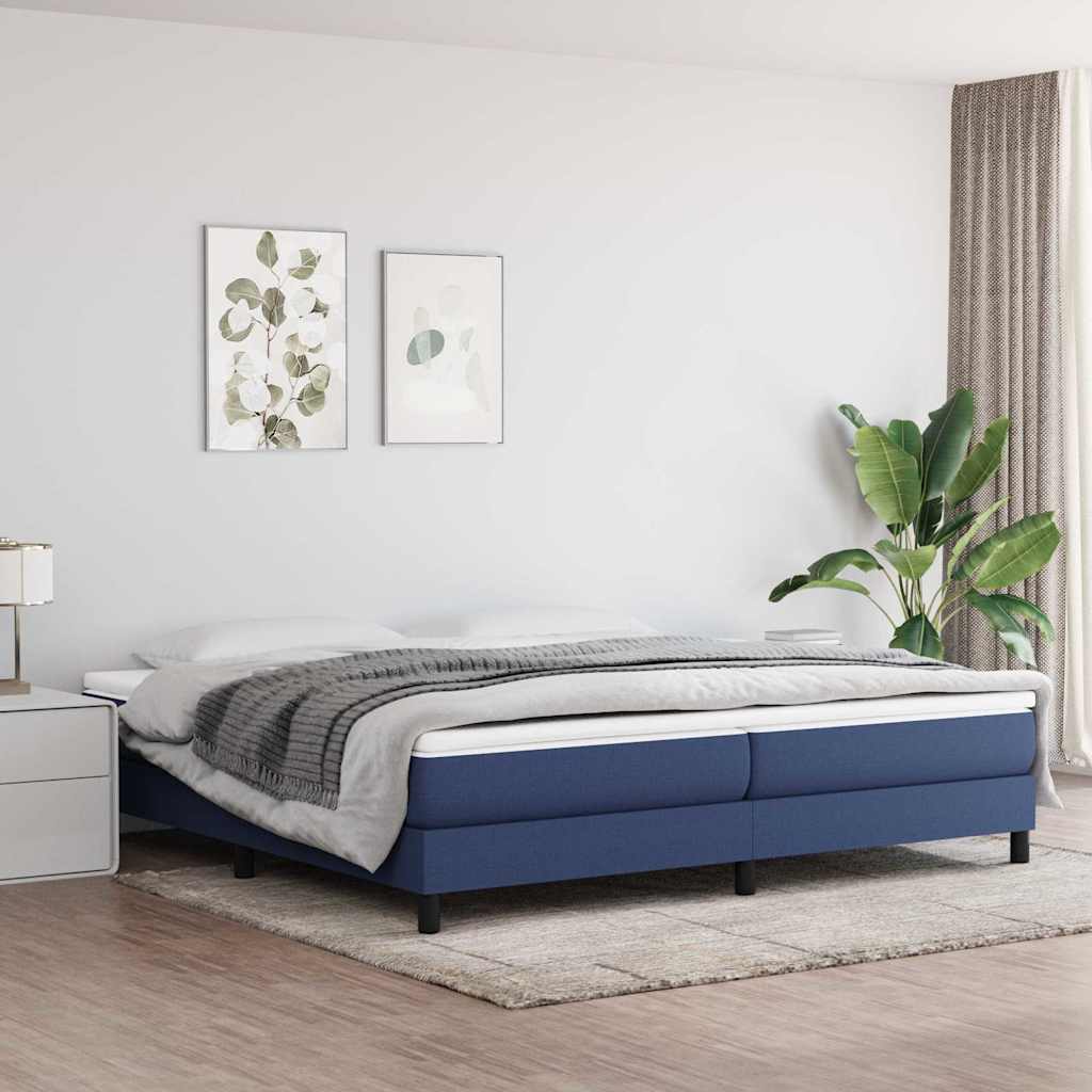 Boxspringbett mit Matratze Blau 200x200 cm Stoff