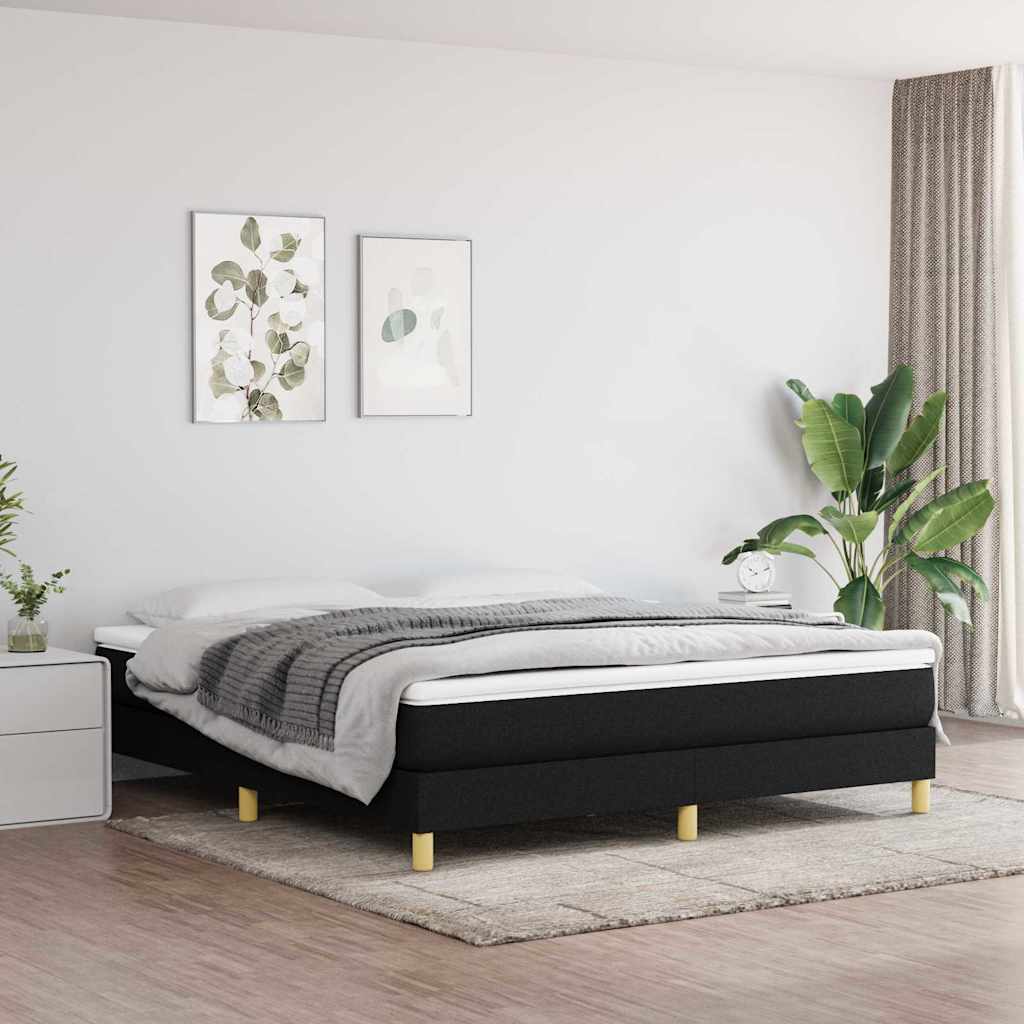 Boxspringbett mit Matratze Schwarz 180x200 cm Stoff