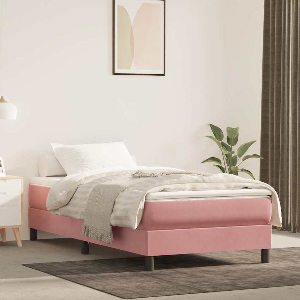 Boxspringbett mit Matratze Rosa 80x200 cm Samt