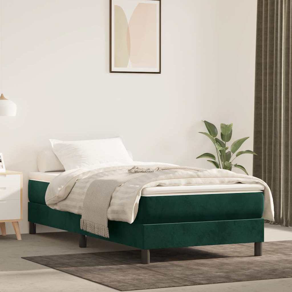 Boxspringbett mit Matratze Dunkelgrün 120x200 cm Samt
