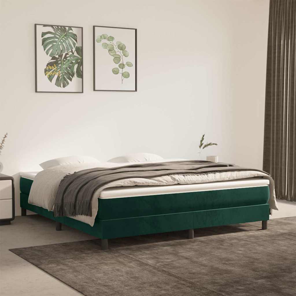 Boxspringbett mit Matratze Dunkelgrün 160x200 cm Samt