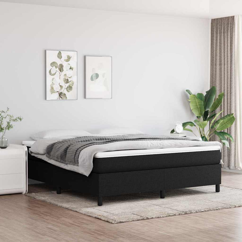 Boxspringbett mit Matratze Schwarz 180x200 cm Stoff