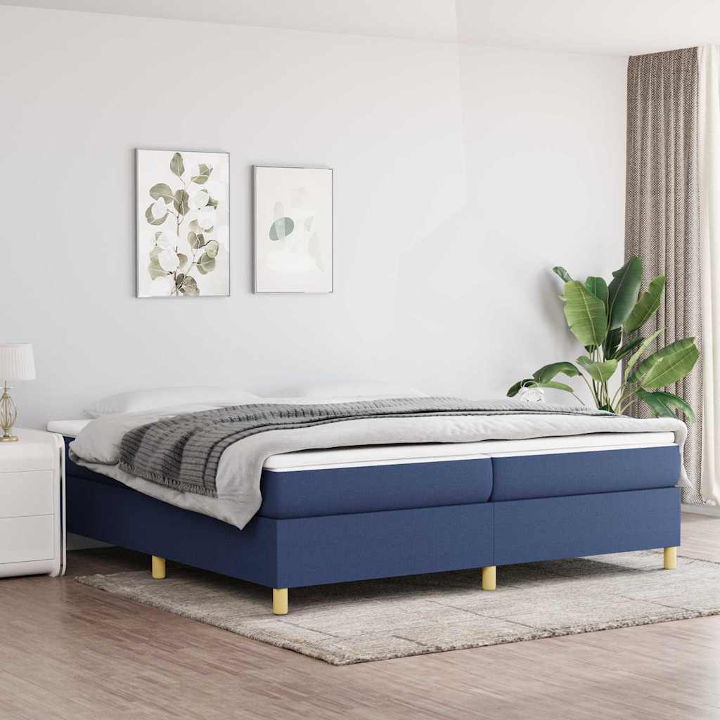 Boxspringbett mit Matratze Blau 200x200 cm Stoff