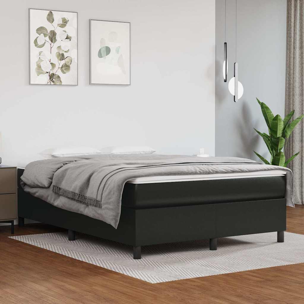 Boxspringbett mit Matratze Schwarz 140x190 cm Kunstleder