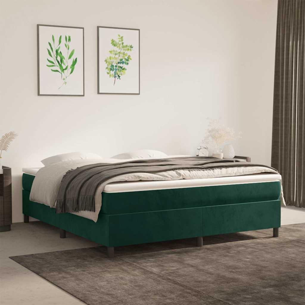 Boxspringbett mit Matratze Dunkelgrün 160x200 cm Samt