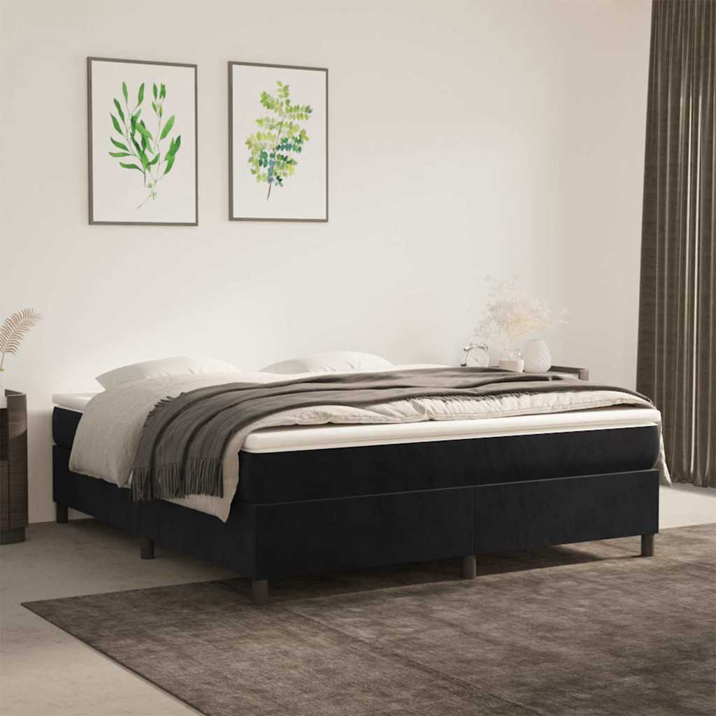 Boxspringbett mit Matratze Schwarz 180x200 cm Samt