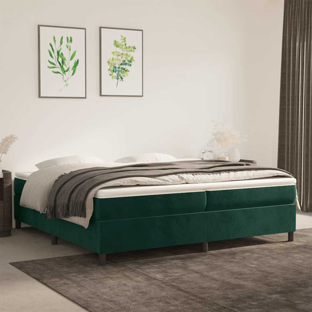 Boxspringbett mit Matratze Dunkelgrün 200x200 cm Samt