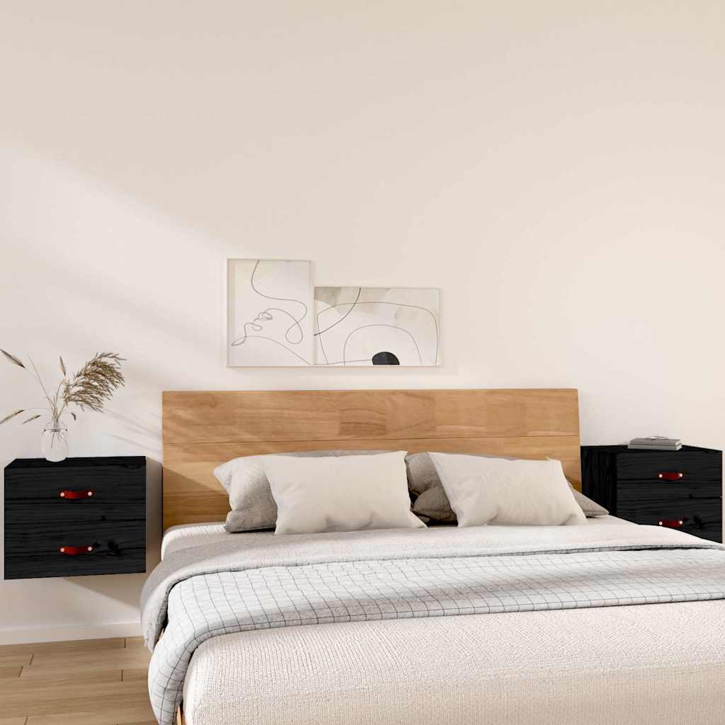 Wand-Nachttische 2 Stk. Schwarz 50x36x40 cm