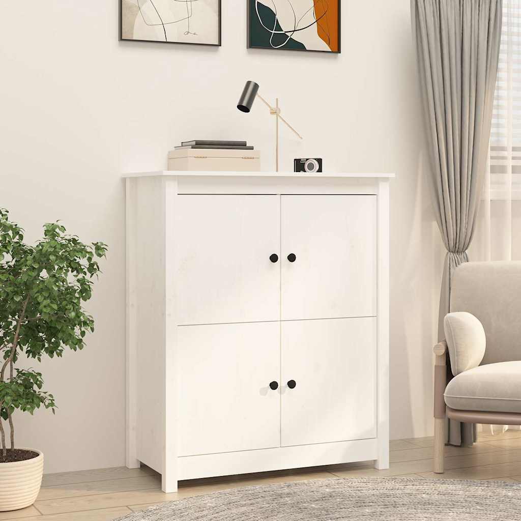 Sideboard Weiß 83x41,5x100 cm Massivholz Kiefer
