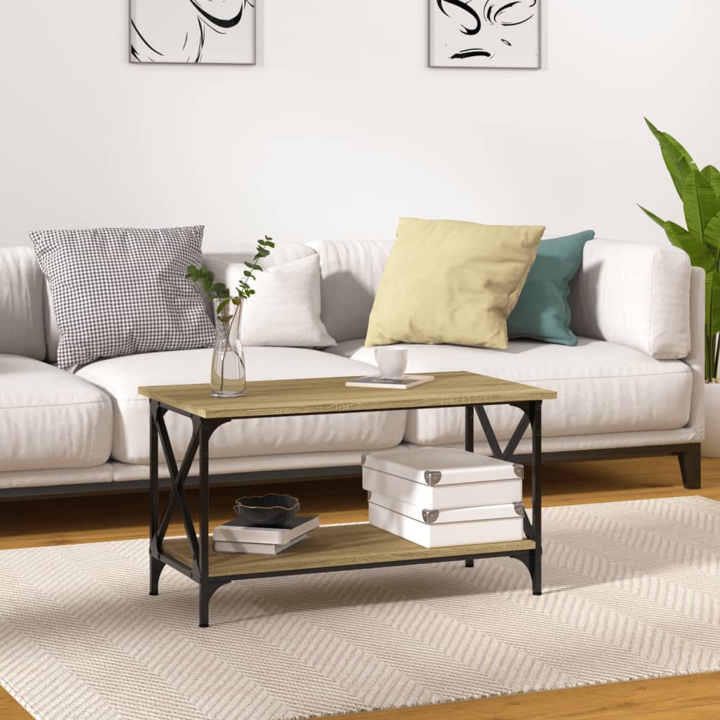 Couchtisch Sonoma Eiche 80x45x45 cm Holzwerkstoff und Eisen