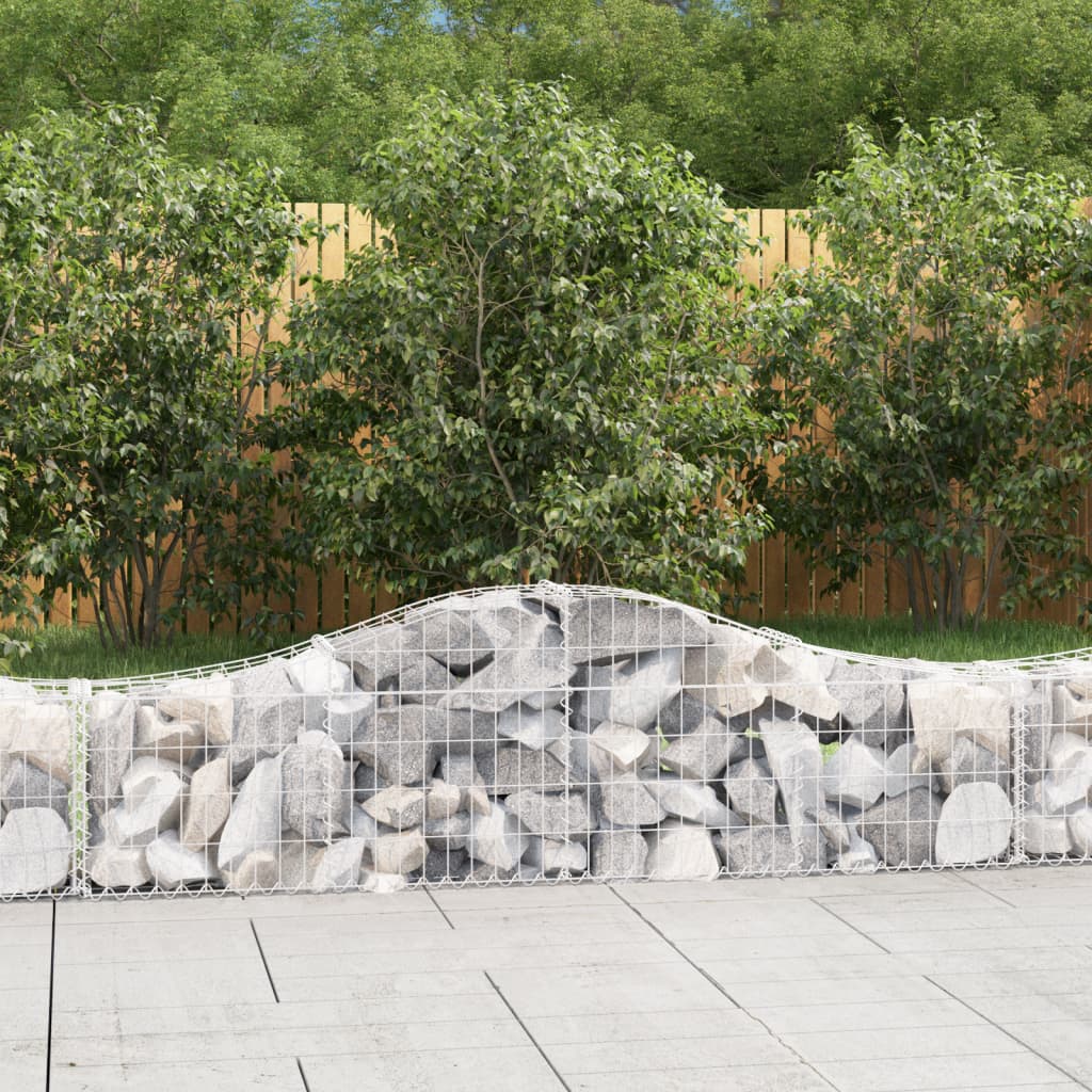 Gabionen mit Hochbogen 5 Stk. 200x30x40/60 cm Verzinktes Eisen
