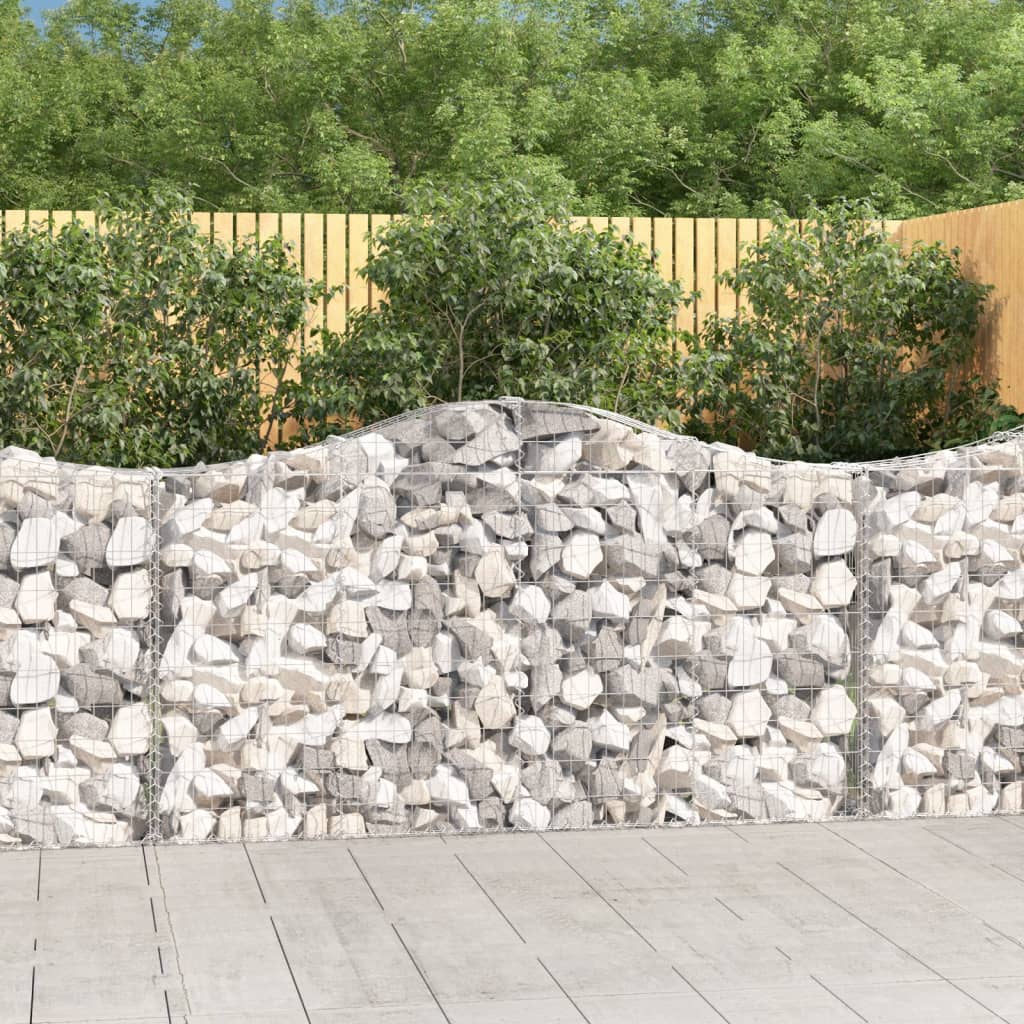 Gabionen mit Hochbogen 2 Stk. 200x30x100/120cm Verzinktes Eisen
