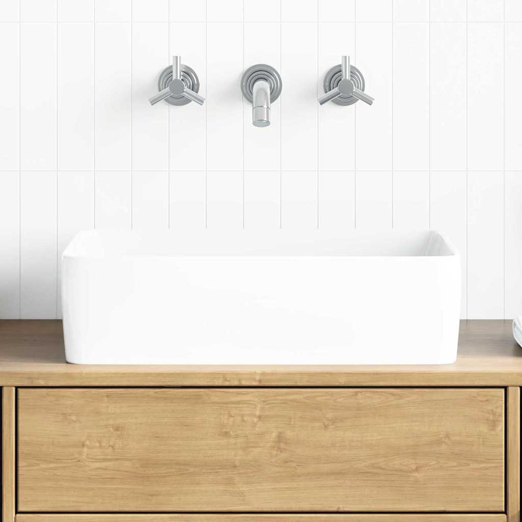 Waschbecken Weiß 48x37x13 cm Keramik Rechteckig