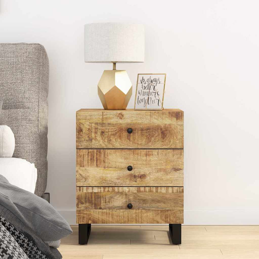 Nachttisch 50x33x62 cm Massivholz Mango & Holzwerkstoff
