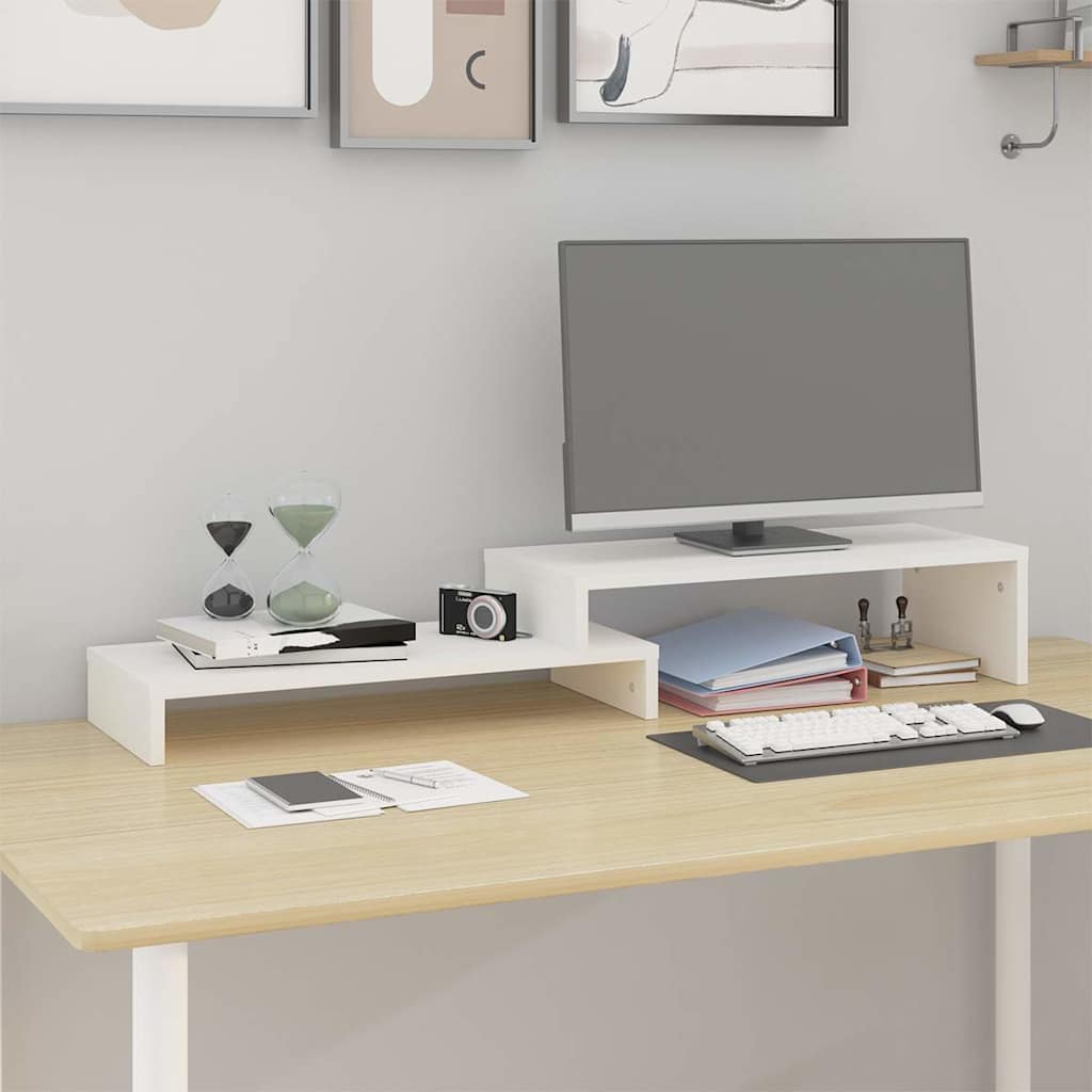 Monitorständer Weiß (52-101)x22x14 cm Massivholz Kiefer