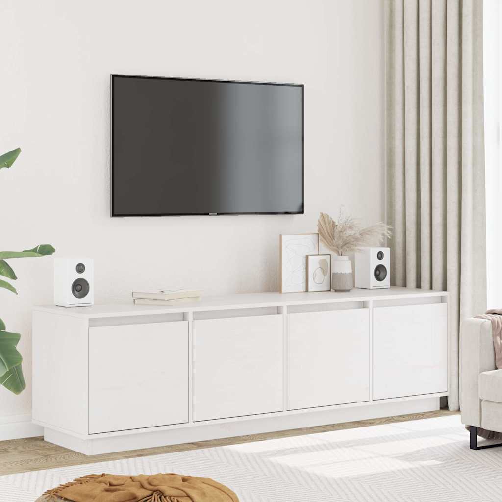 TV-Schrank Weiß 156x37x45 cm Massivholz Kiefer