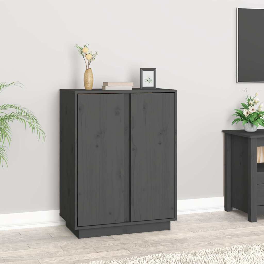 Sideboard Grau 60x35x80 cm Massivholz Kiefer