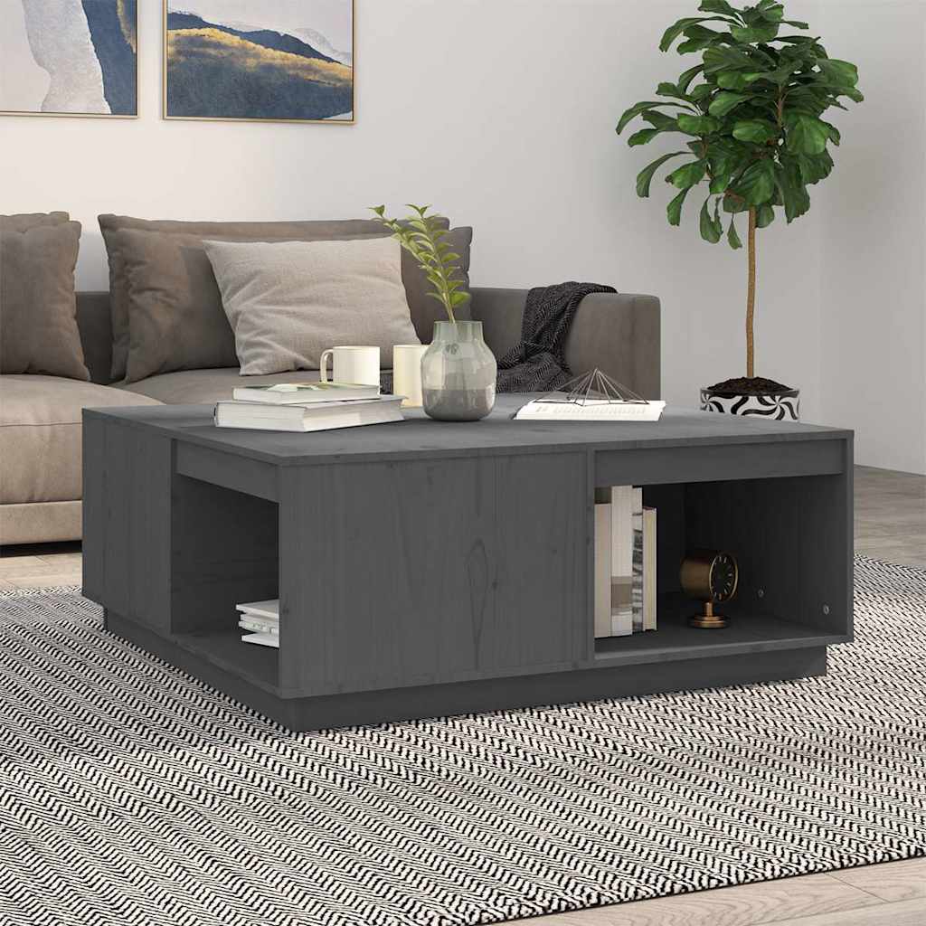 Couchtisch Grau 100x101x40,5 cm Massivholz Kiefer