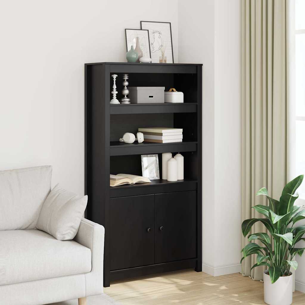 Highboard Schwarz 80x35x154 cm Massivholz Kiefer