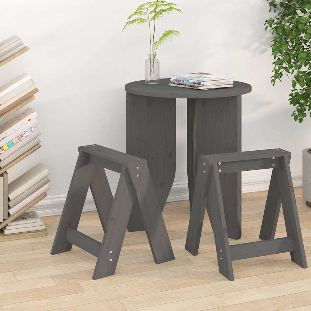 Hocker 2 Stk. Grau 40x40x45 cm Massivholz Kiefer