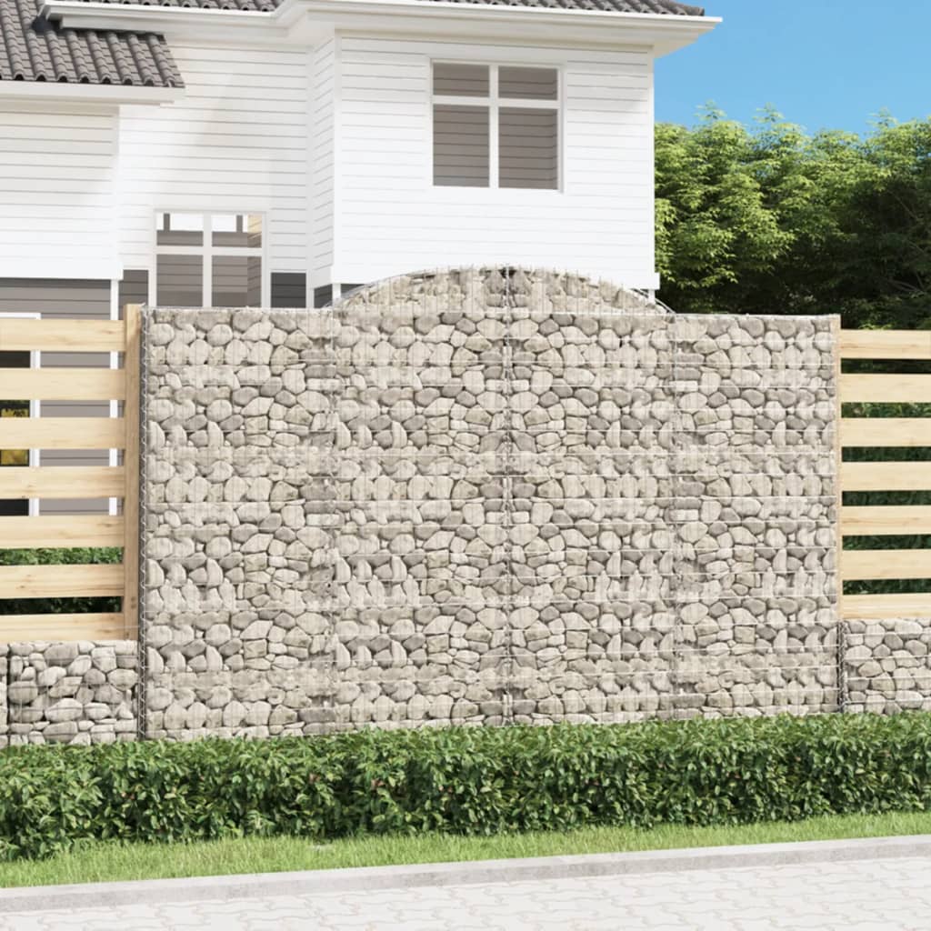 Gabione mit Hochbogen 300x30x200/220 cm Verzinktes Eisen