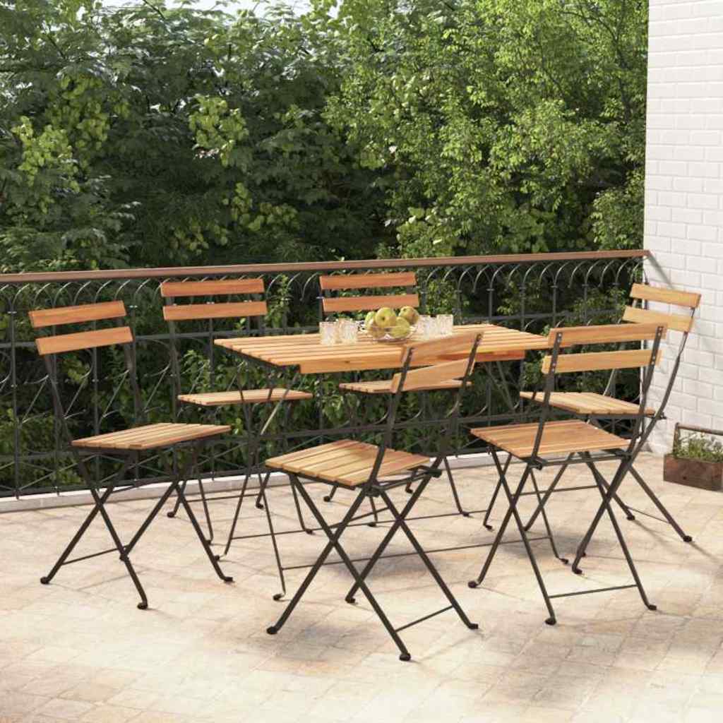 Klappstühle, 6-teilig, Massivholz Teak und Stahl