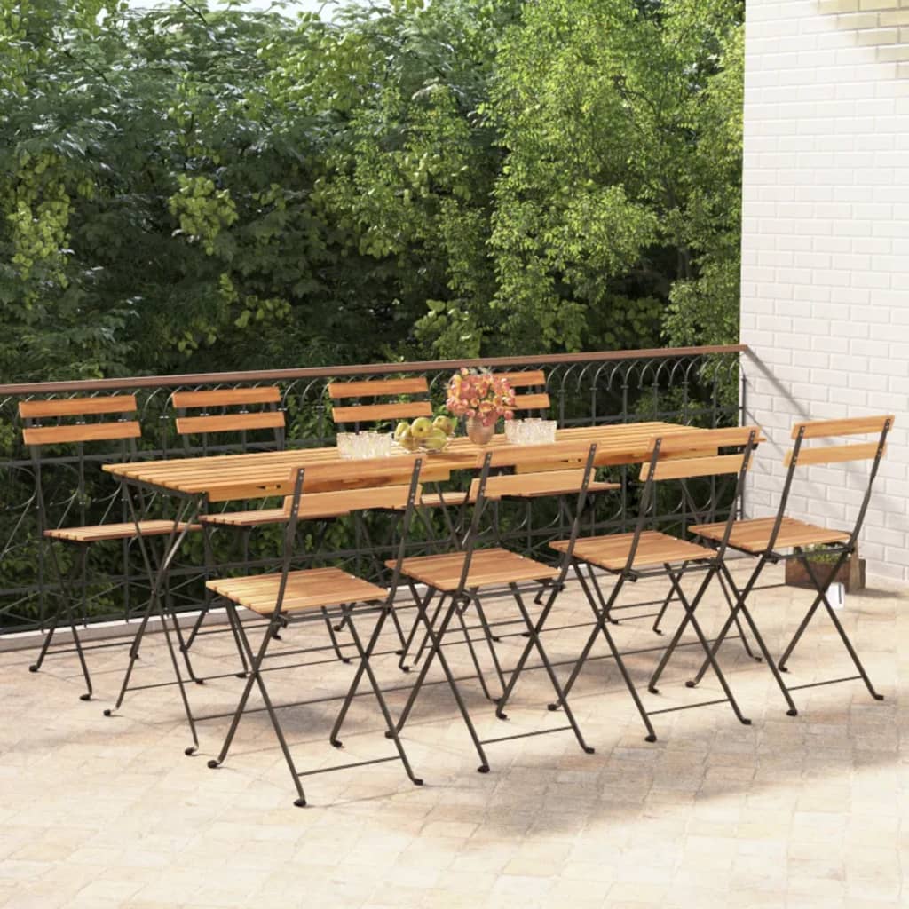 Klappstühle, 8-teilig, Massivholz Teak und Stahl