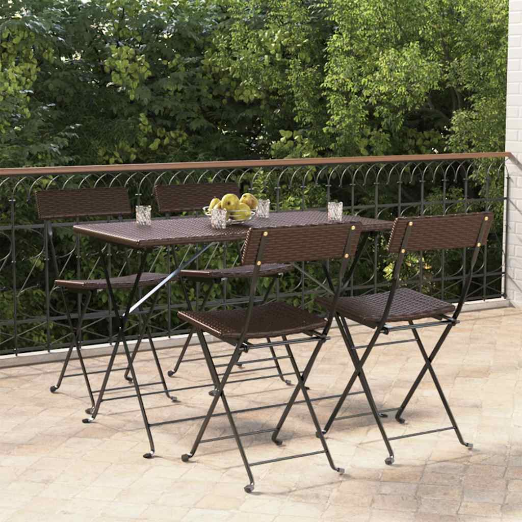 Klappstühle, 4 Stück, braun, Polyrattan und Stahl