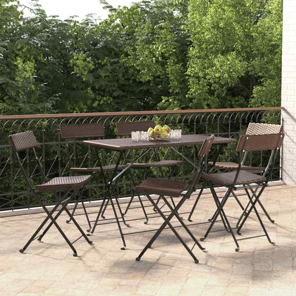 Klappstühle, 6 Stück, braun, Polyrattan und Stahl