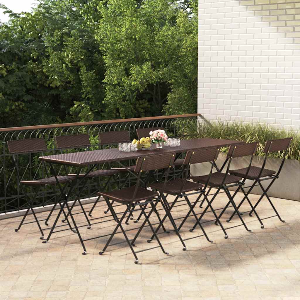 Klappstühle, 8 Stück, braun, Polyrattan und Stahl