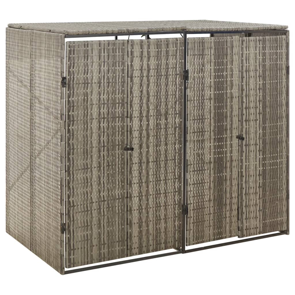 Mülltonnenbox für 2 Tonnen Grau 140x80x117 cm Poly Rattan