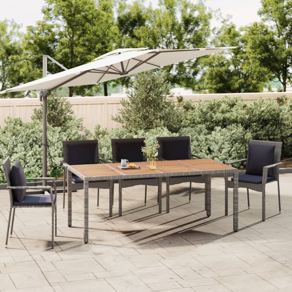 Gartentisch mit Holzplatte Grau Poly Rattan & Massivholz Akazie