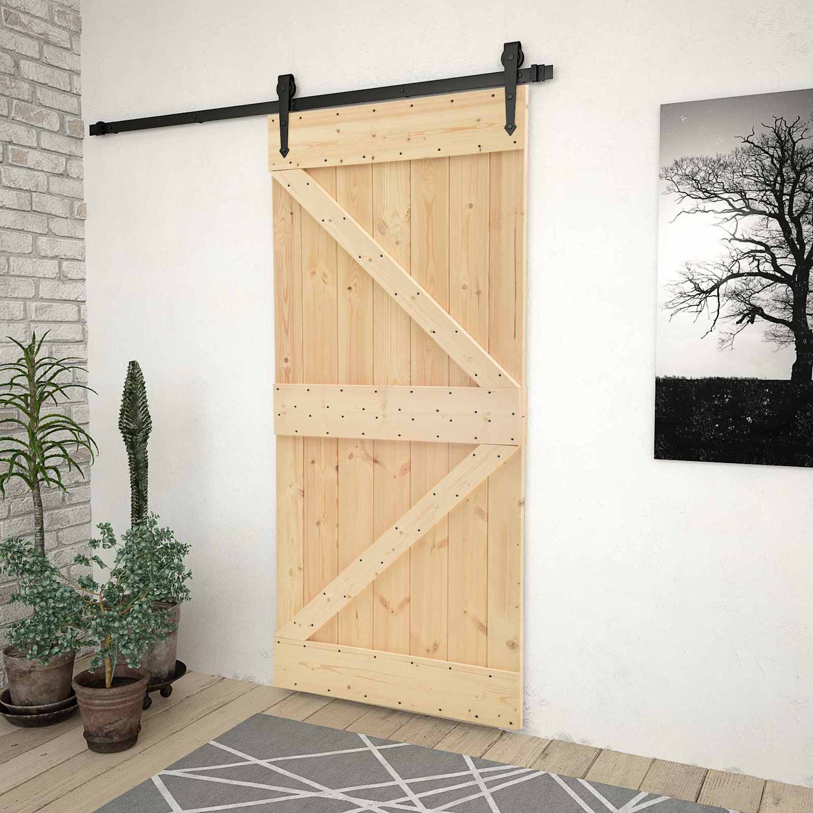 Tür NARVIK 90 x 210 cm Massivkiefer (Unbehandelt) Natur
