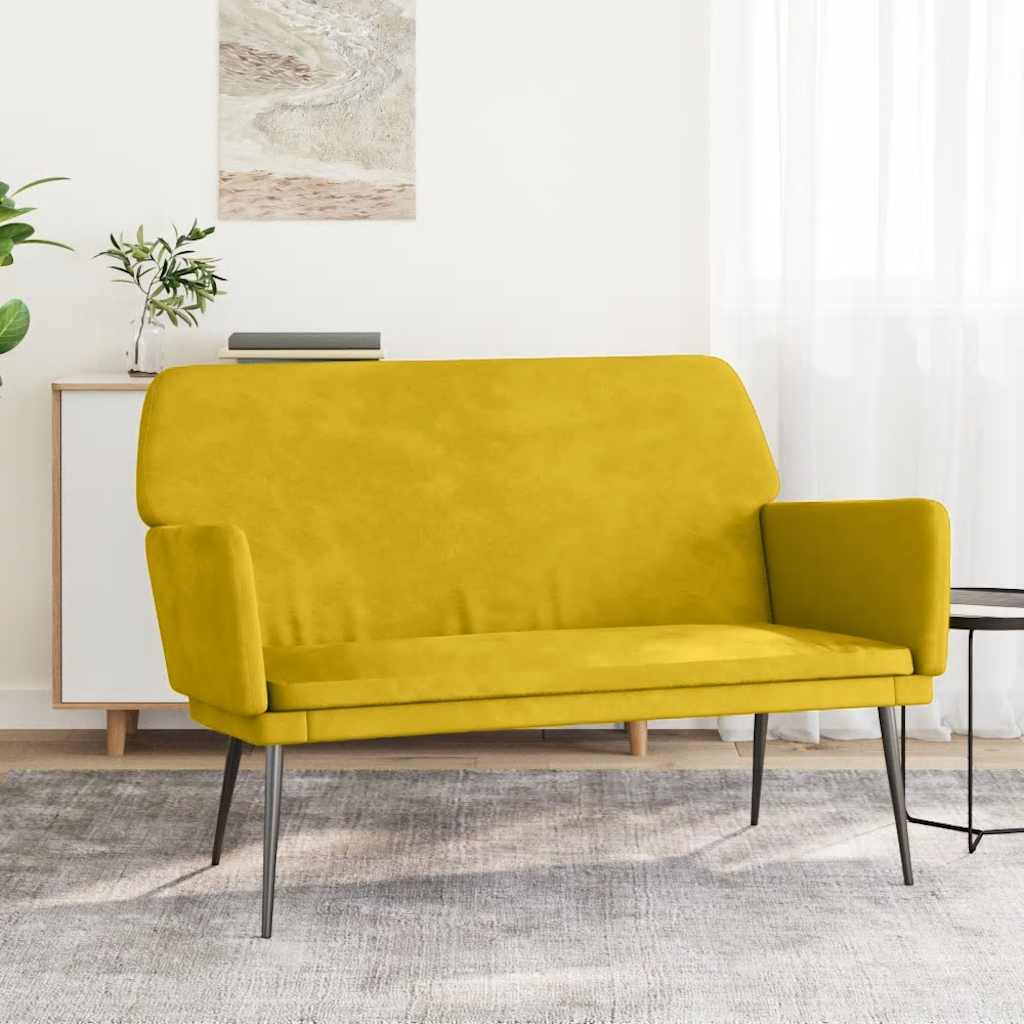 Sitzbank Gelb 108x79x79 cm Samt