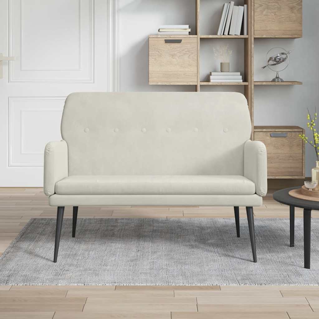 Sitzbank Creme 108x79x79 cm Samt
