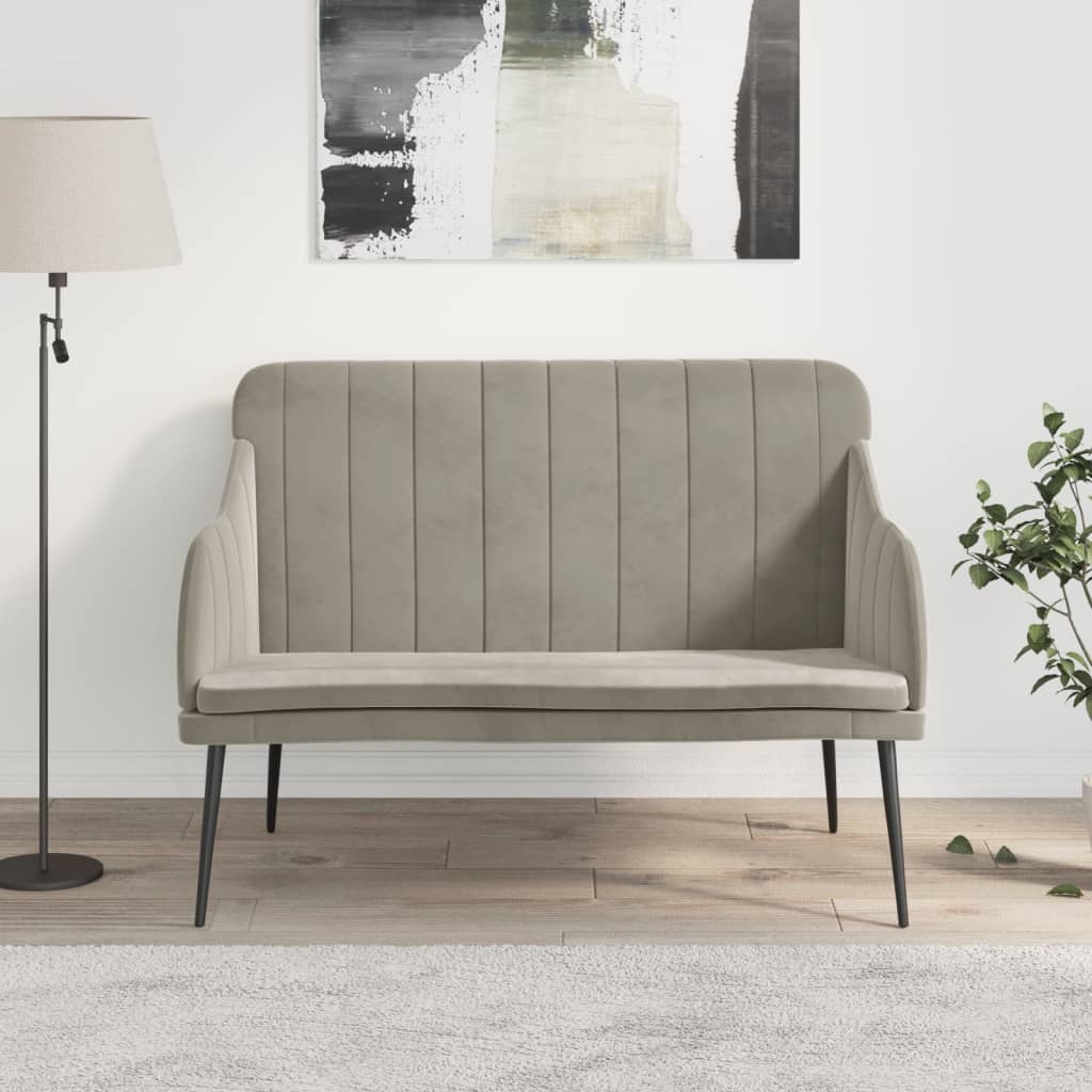 Sitzbank Hellgrau 110x76x80 cm Samt