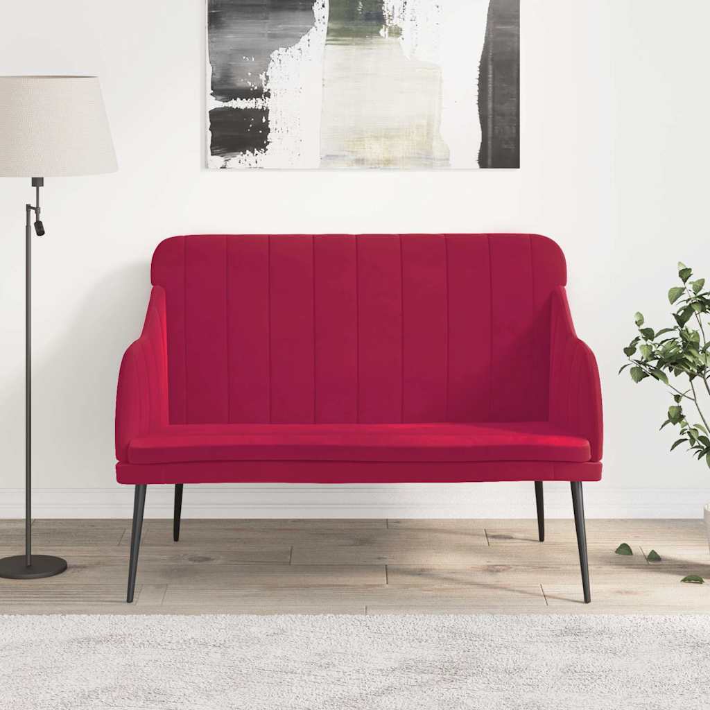 Sitzbank Weinrot 110x76x80 cm Samt