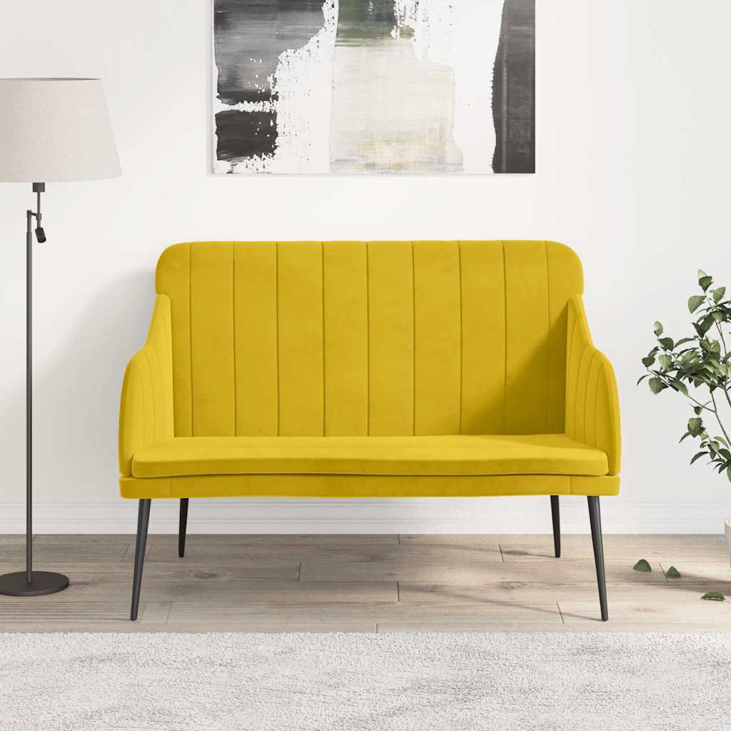 Sitzbank Gelb 110x76x80 cm Samt