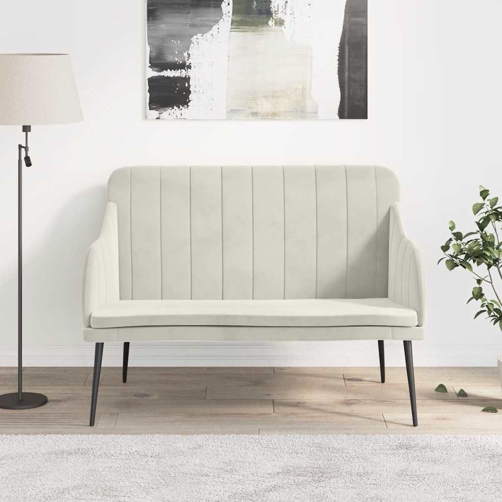 Sitzbank Creme 110x76x80 cm Samt
