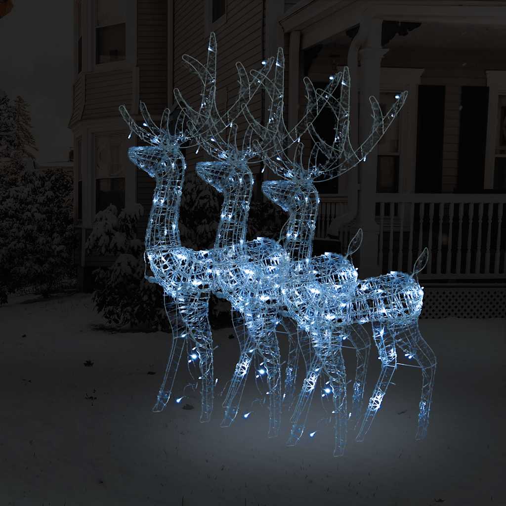 LED-Rentiere 3 Stk. Acryl 128 cm Kaltweiß