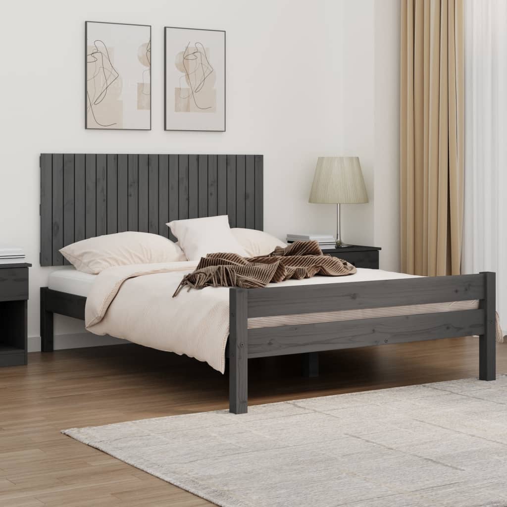 Wand-Kopfteil Grau 140x3x60 cm Massivholz Kiefer