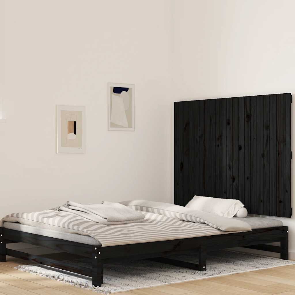 Wand-Kopfteil Schwarz 127,5x3x90 cm Massivholz Kiefer