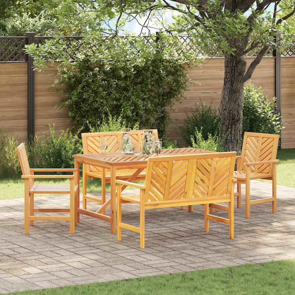 Garten Essgruppe 5 Stk. Braun Massivholz Akazie