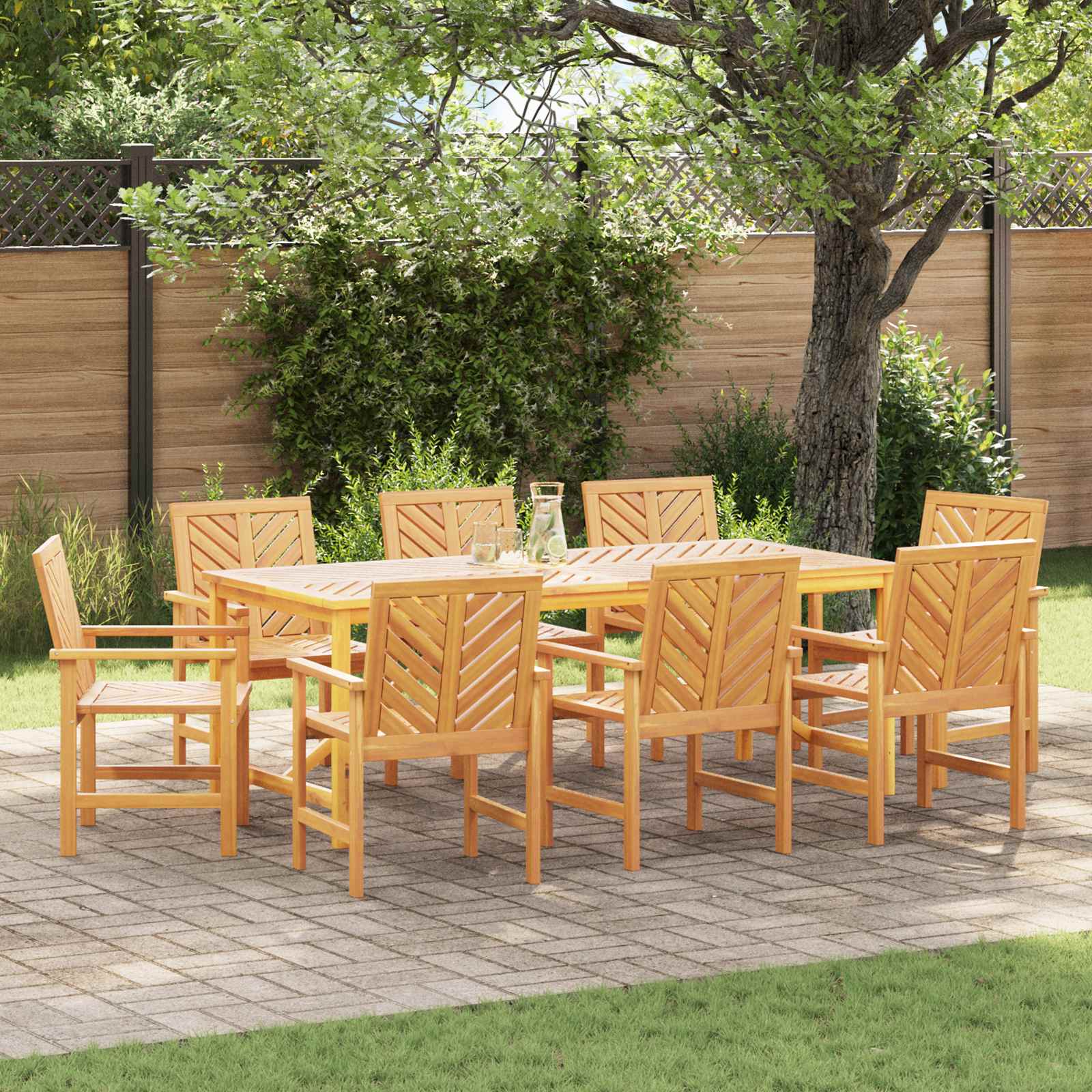 Garten Essgruppe 9 Stk. Braun Massivholz Akazie